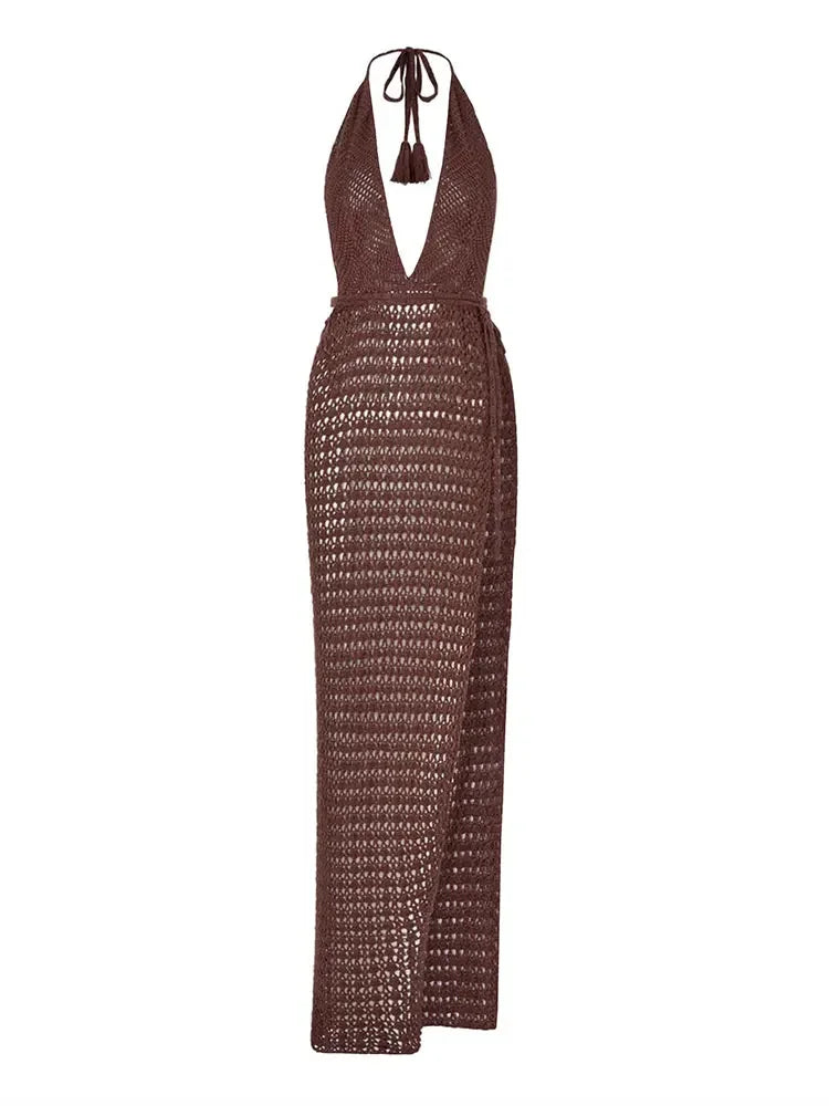 Knitted Deep Halter Dress