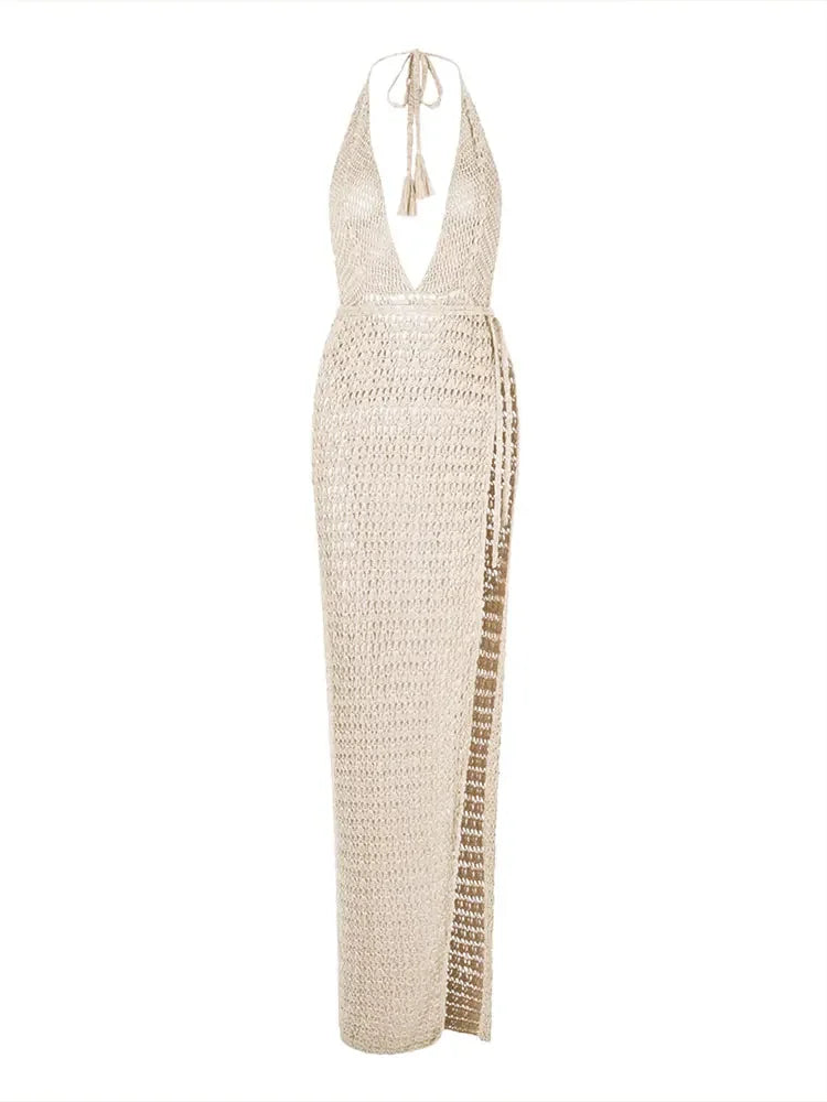 Knitted Deep Halter Dress