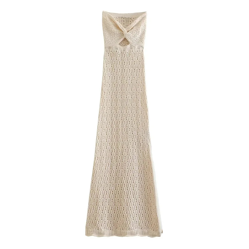 Jacquard Hollow Mesh Knit Dress